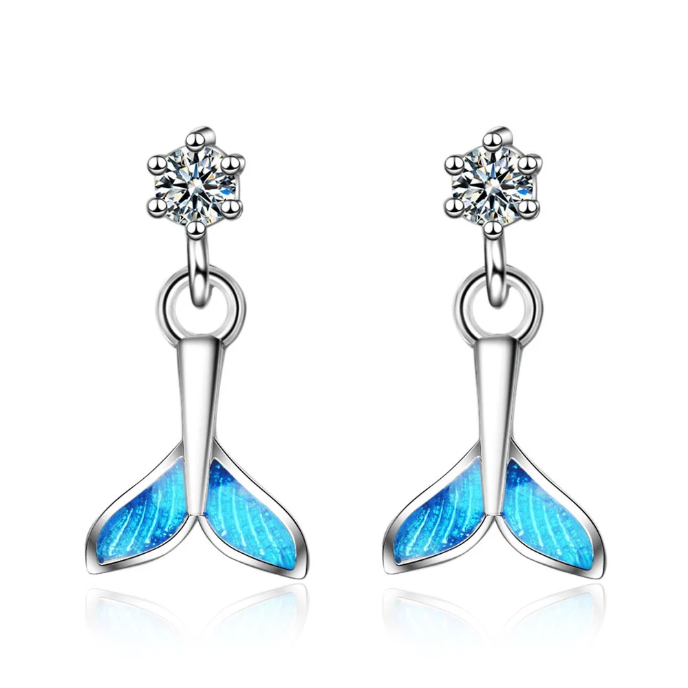 

Lovely Simple Zircon Fish Tail Drop Earrings For Women Party Jewelry Gift pendientes brincos female