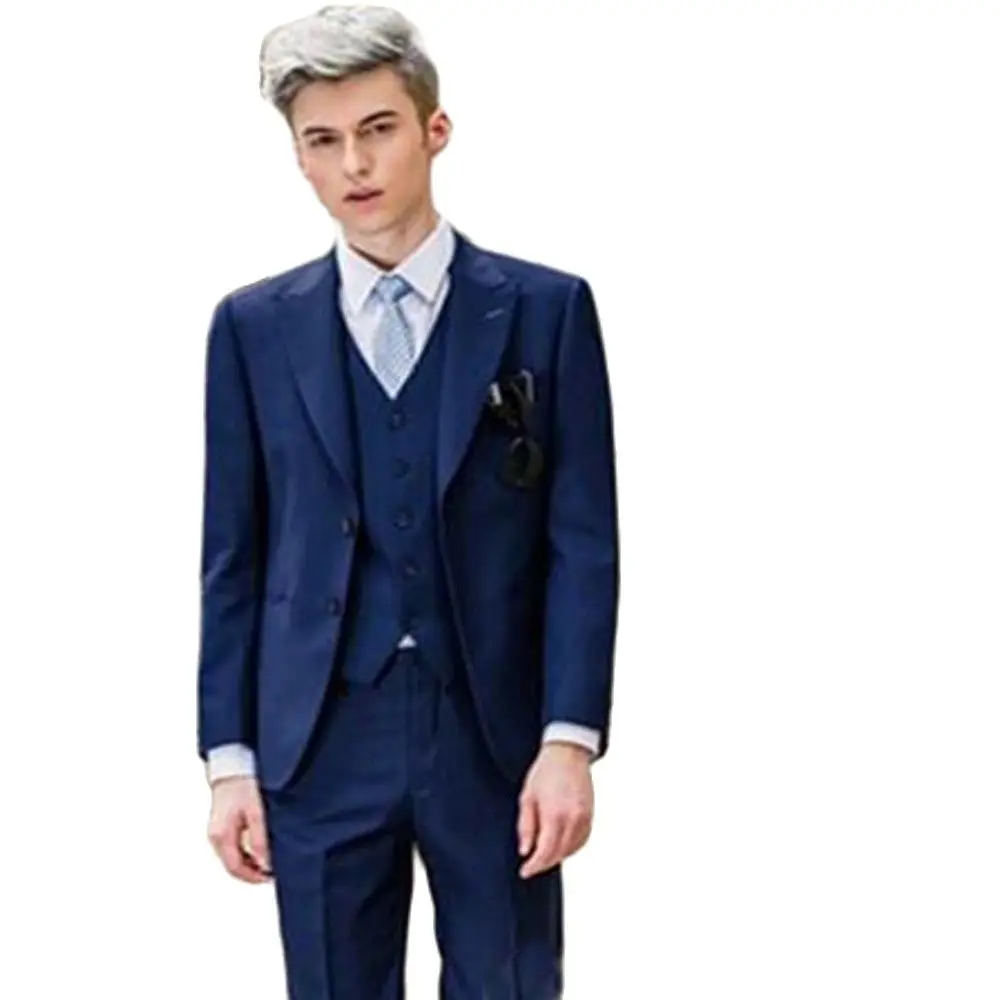

Men's Wedding Handsome 3 Piece Suit Peak Lapel 2 Button Dress Set for Prom Meeting (Blazer+Vest+Pants)