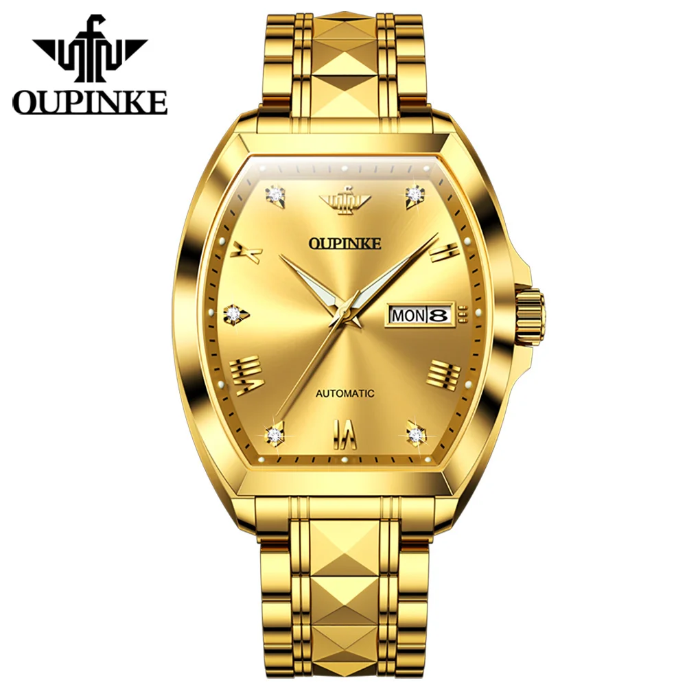 

OUPINKE New Luxury Men's Watches 50M Waterproof Luminou Sapphire Mirror Tungsten Steel Automatic Mechanical Men Watch