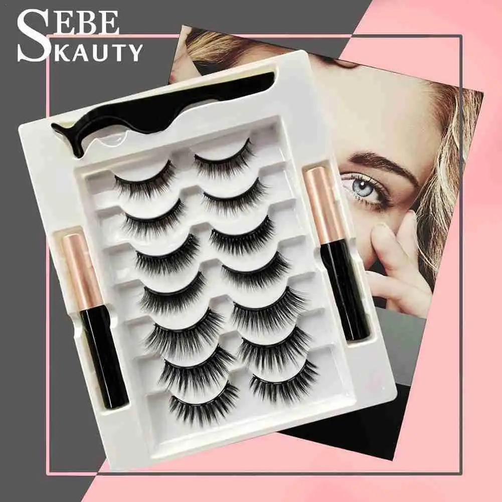 

Magnetic Eyelashes Set Full Strip7 Pair Natural Cilia False Eyeliner Dramatic Volume Thick Synthetic Eye Lashes Makeup