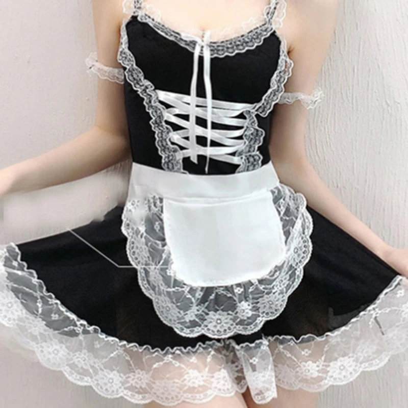 

Sexy Costume Babydoll Dress Uniform Erotic Lingerie Role Play Women Sexy Lingerie Cosplay French Apron Maid Servant Lolita