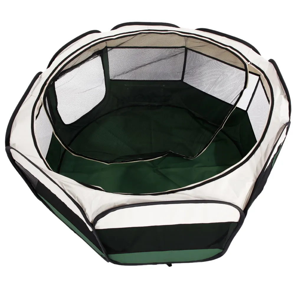 

45" Portable Foldable 600D Oxford Cloth & Mesh Pet Playpen Fence with Eight Panels Green