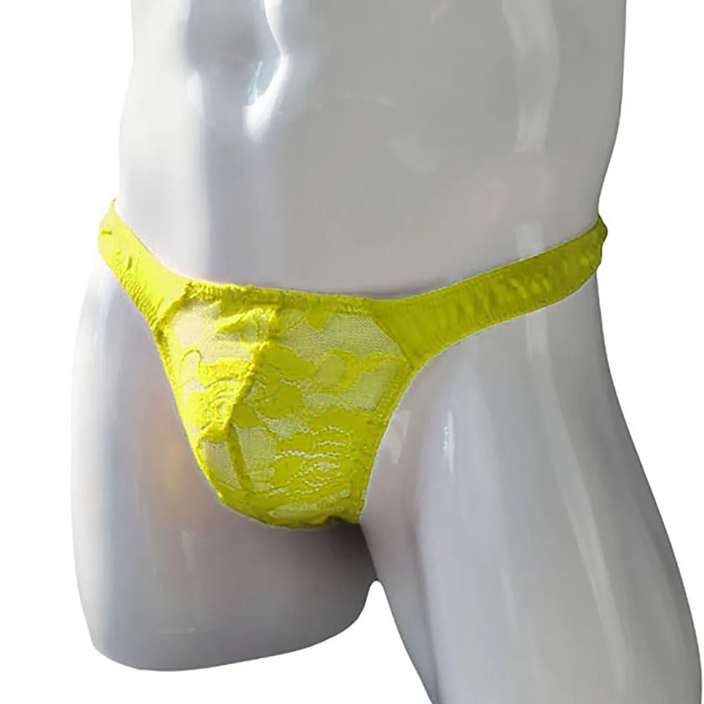 Трусы стринги мужские с заниженной талией пикантное прозрачное кружевное нижнее