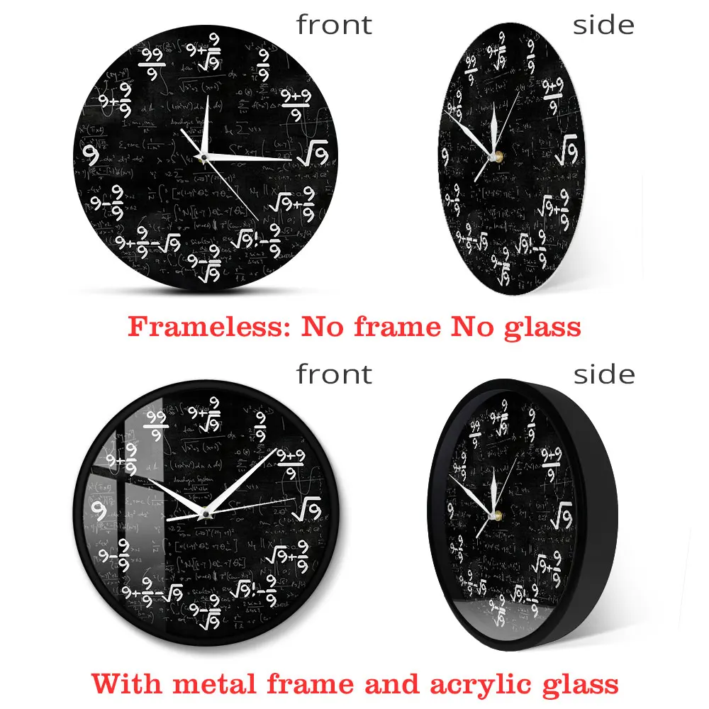 

The Nines Math Wall Clock Number 9 Math Modern Clock Wall Watch Math Equation The Clock of 9s Formulas Mathematical Wall Art