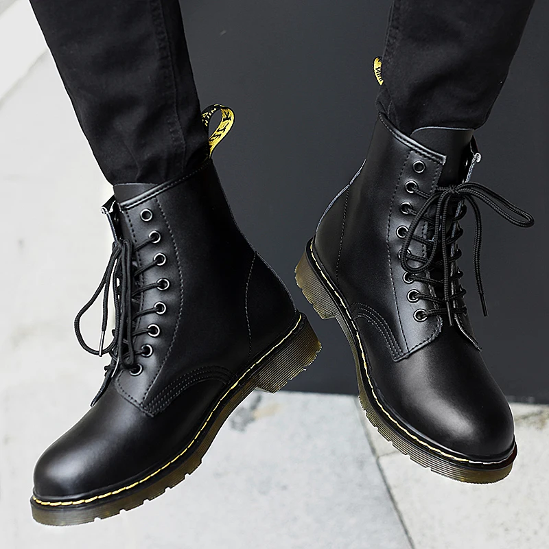 

Sneakers Men Rubber Boots Man Lace Up Shoes Round Toe Rain Fashion Rock Riding Ladies Ankle Autumn Couple Trendy Botas De Mujer