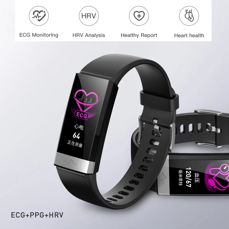 

ECG +PPG V19 Smart Bracelet Heart Rate Blood Pressure Oxygen Sleep Monitoring Bluetooth Fitness Tracker Large Screen Smart Watch