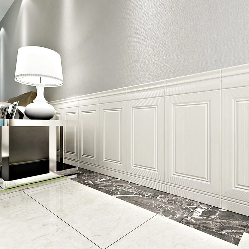 

European style foam wallpaper Wall skirt waterproof self-adhesive renovation sticker white Wall panel 3D wall sticker 70x90cm