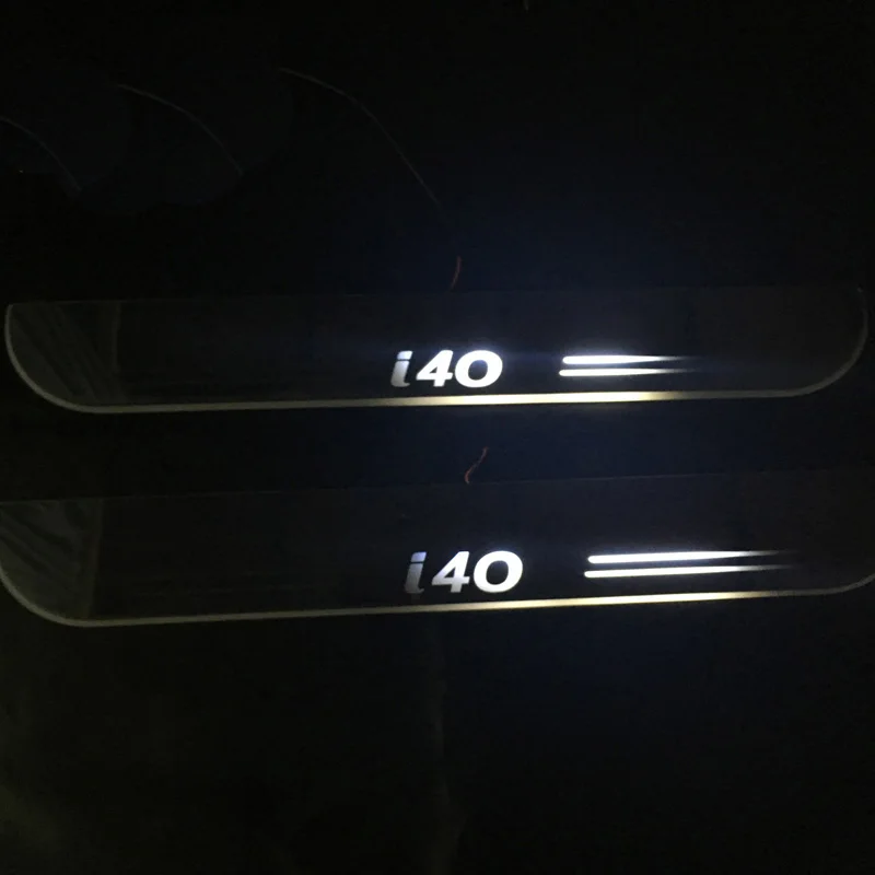 

Upgraded LED Door Sill Plate Moving Light Pathway Light Acrylic Welcome Pedal Car Scuff For Hyundai I40 2011 - 2018 2019