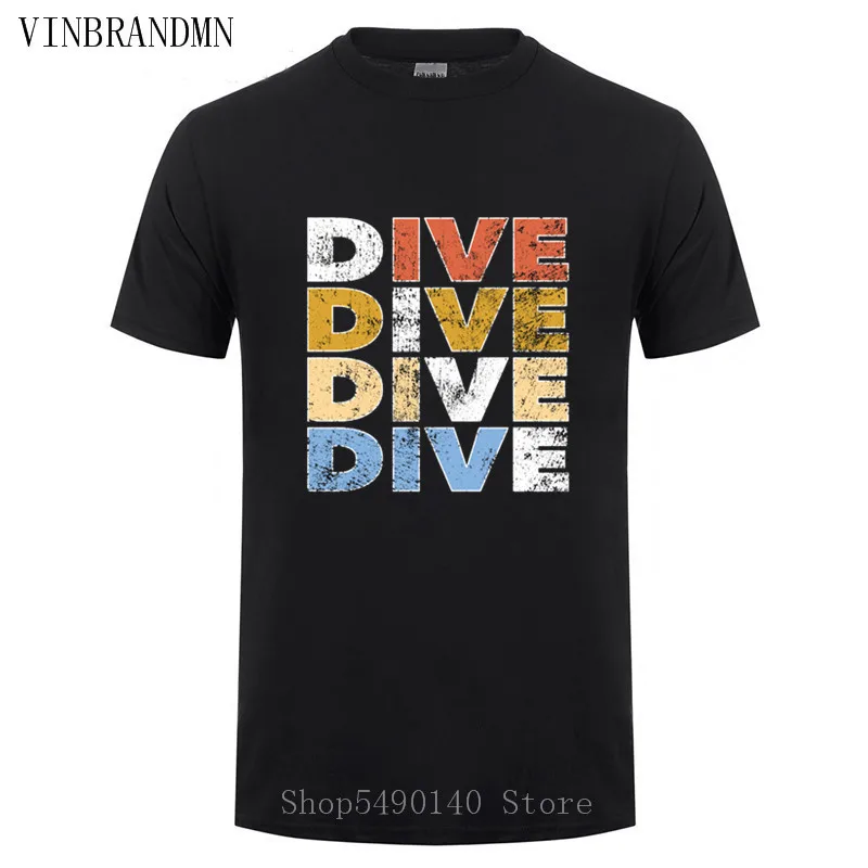 Классическая футболка с логотипом для дайвинга Мужская Ретро подводным