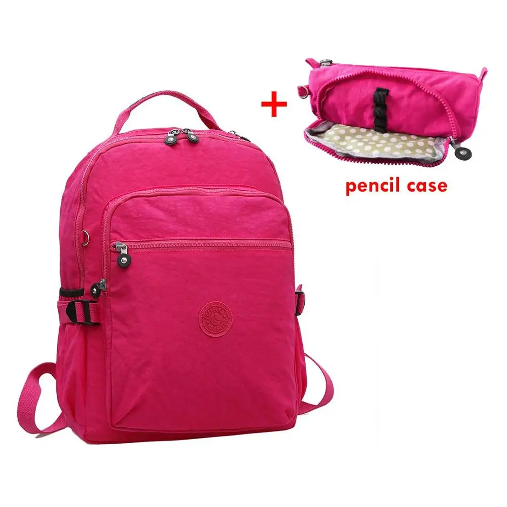 2 pieces Rose Red ACEPERCH повседневные школьные сумки для девочек и мальчиков-подростков, детские школьные сумки, нейлоновые сумки для ноутбука, женские дорожные сумки с брелком - Цвет: 2 pieces Rose Red