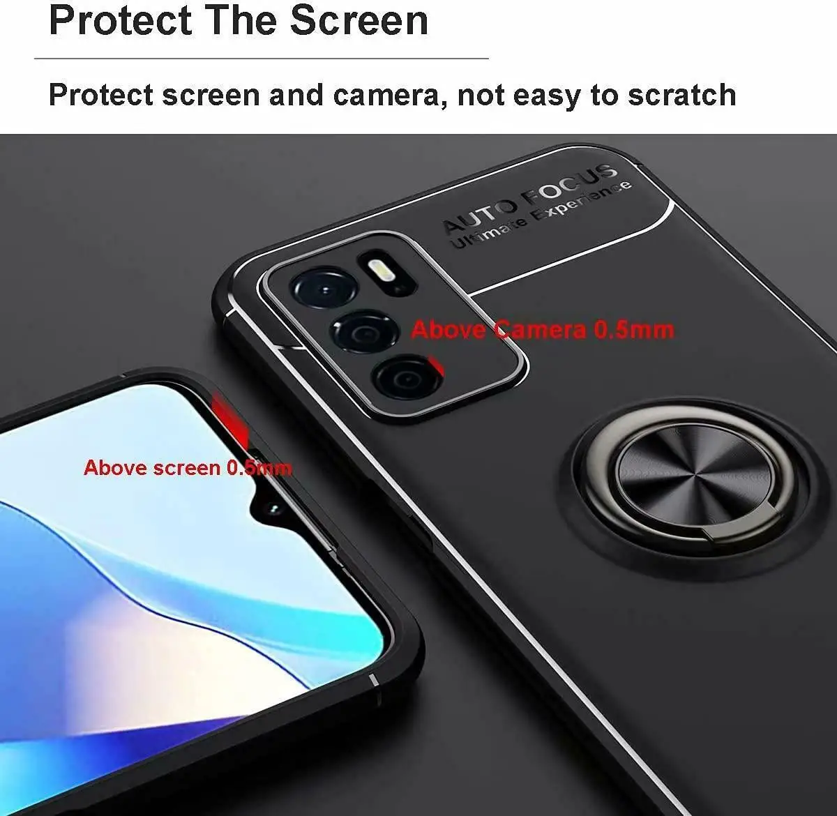 Funda para OPPO A16S, carcasa de tel&eacute;fono con soporte a prueba de golpes con armadura de anillo + Vidrio Templado-1