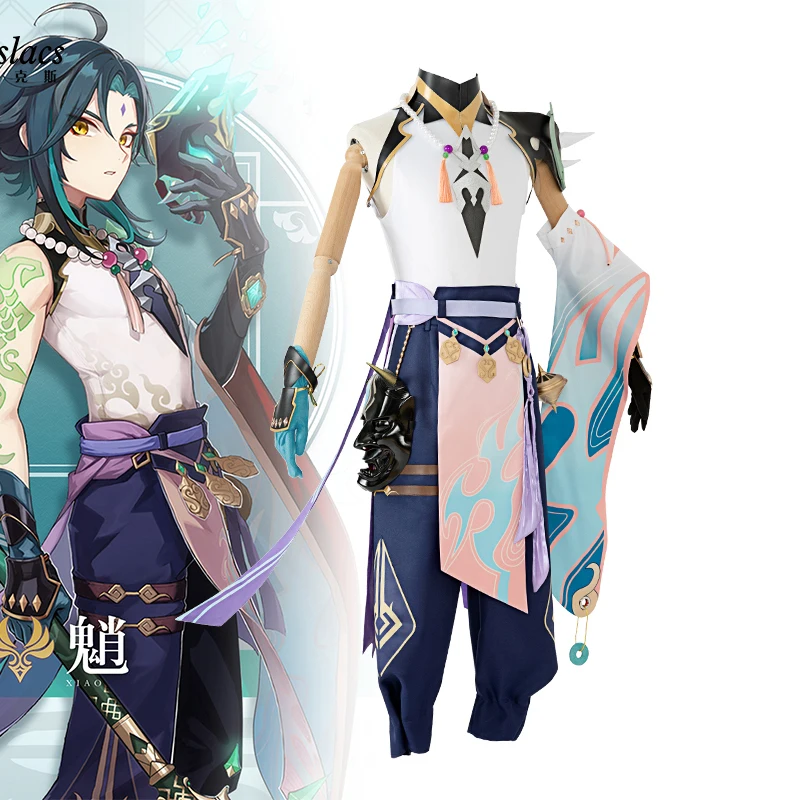 

Game Genshin Impact Xiao Cosplay Costume Kimono Uniform Halloween Party Costumes Wig