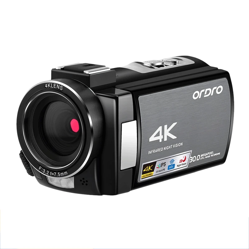 

ORDRO 4K HD Video Camera AE8 IPS Press Screen Electronic Image Stabilization Infrared Night Vision