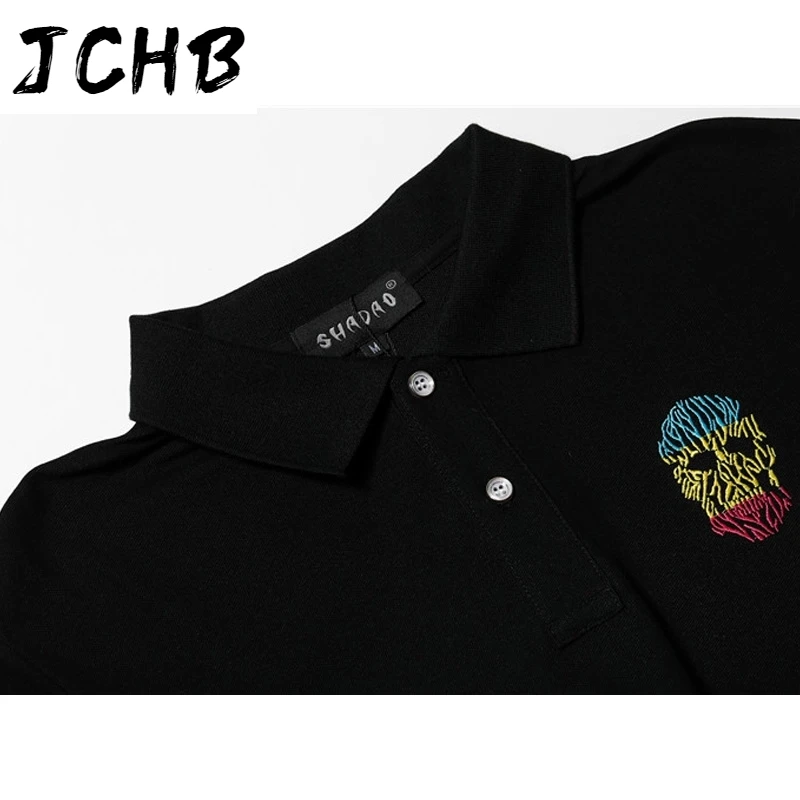 

Cotton 100% SHADAO Polo Shirt Street Punk Style 3D Diamond Printed PP Skull Plein Short Sleeve Men Fashion Tops Sportswear