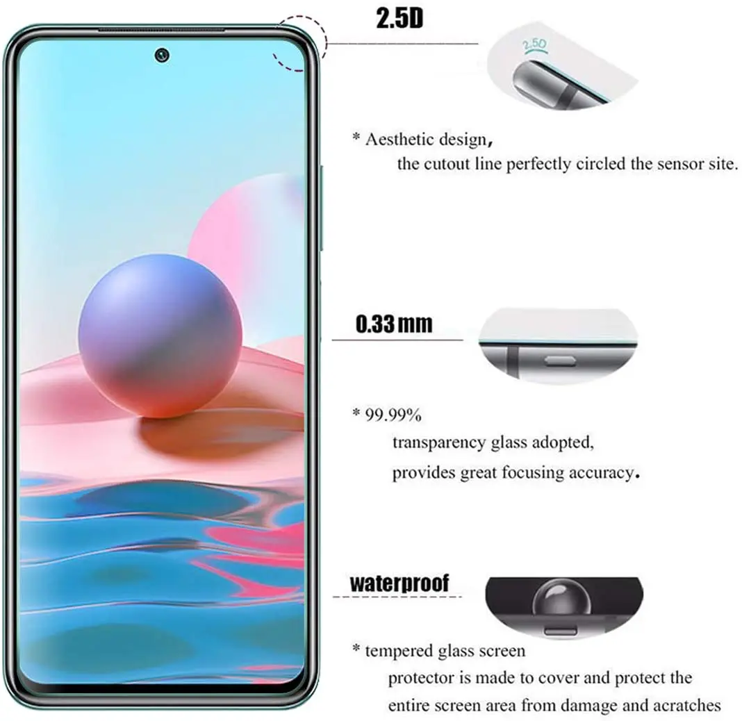 Glass For Xiaomi Redmi Note 9 Pro Max 9C X3 NFC Redmi Note 9T Screen Protector Film Tempered Glass For Redmi K40 Pro