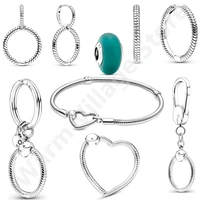 new keychain love heart bracelet pendant sterling silver 925 original snake bone heart charm simple style gift
