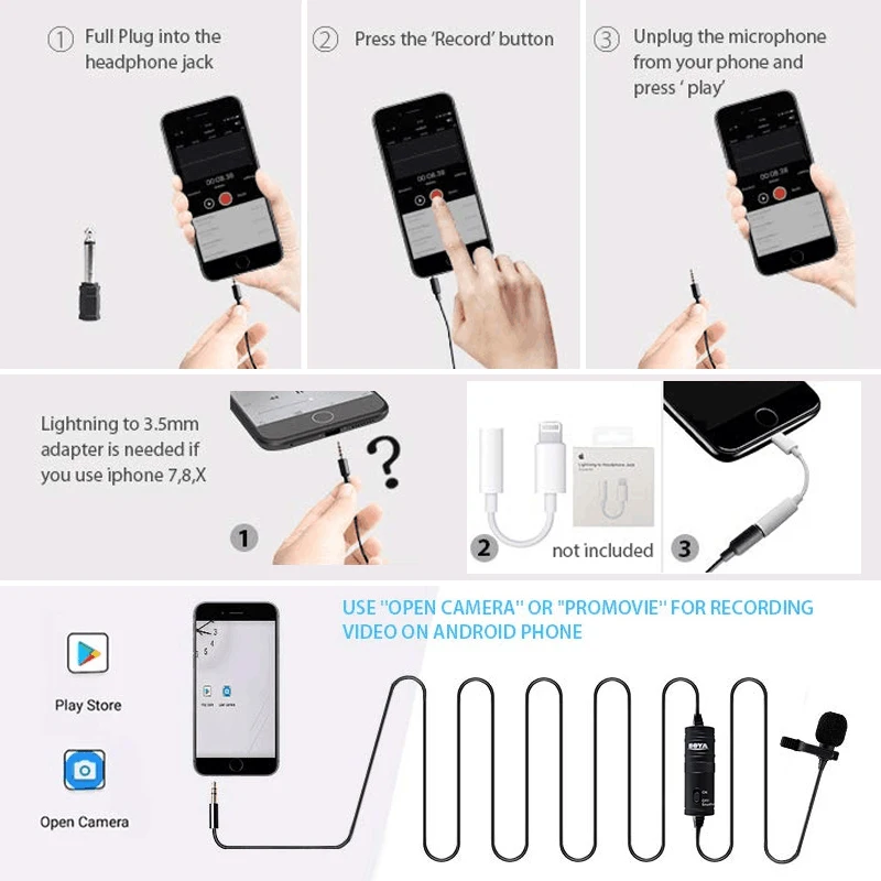 Original BY-M1 Recording microfone Lavalier Lapel Microphone Video Mic For Youtube Record Pc iPhone 12Pro Max | Электроника