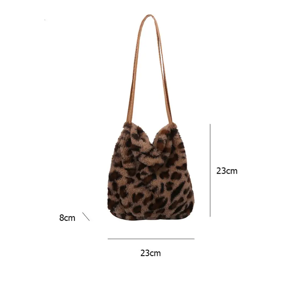 

Fashion Plush Shoulder Messenger Bag Women Handbags Totes Leopard Printed Casual Simple Crossbody Bags Clutch Bag