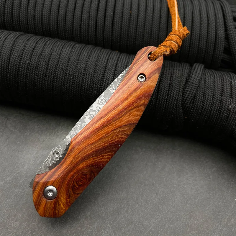 Складной нож из дамасской стали Походный высокой твердости Портативный для