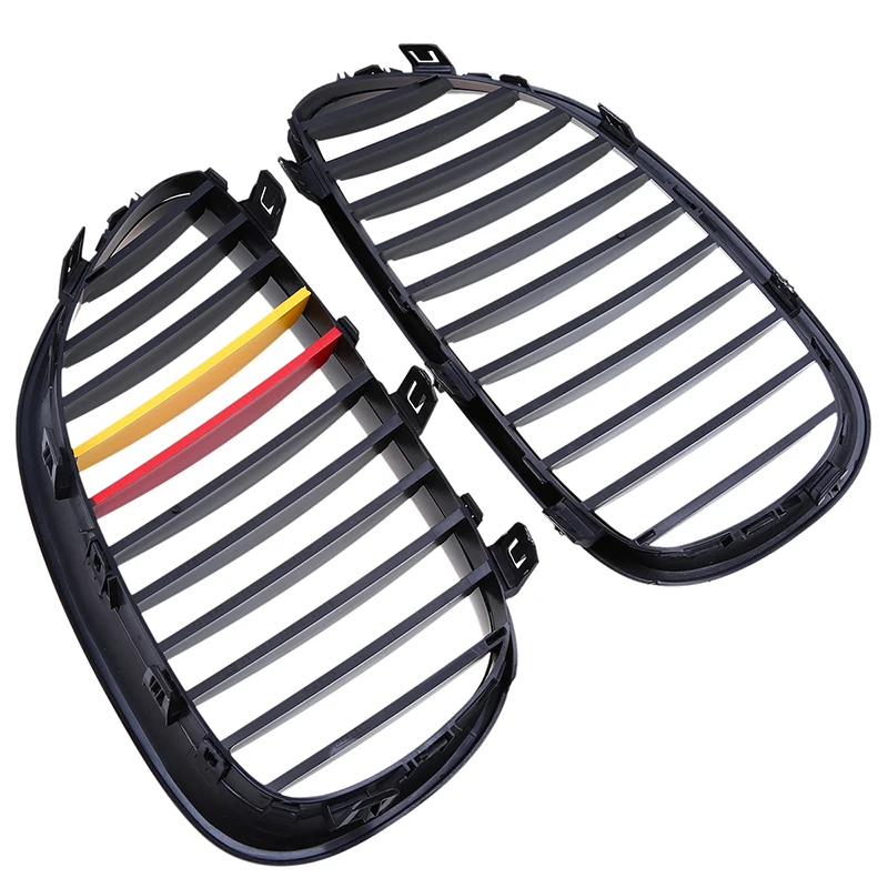 POSSBAY Racing Grille Gloss Black Red Yellow Germany Flap Grilles for BMW E60 Sedan E61 Touring 2003-2010 Front Center | Автомобили и