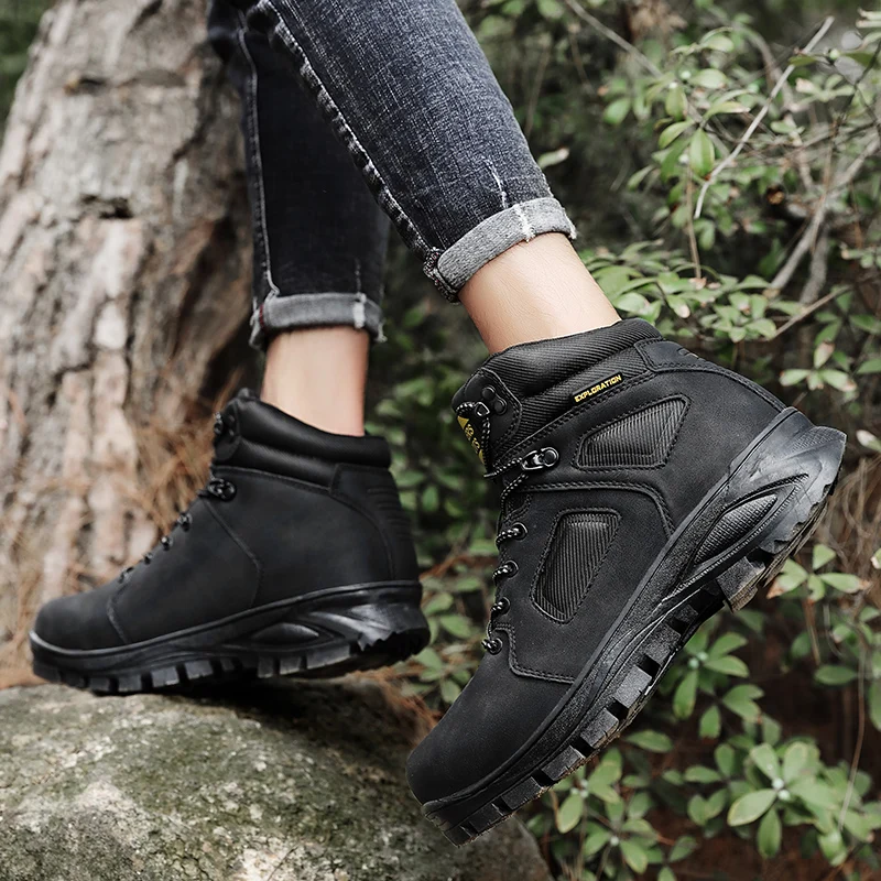 

Men Boots Split Leather Lace-up Men Shoes High Quality Vintage British Snow Boots Autumn Winter Men Casual Ankle Boots Plus Size