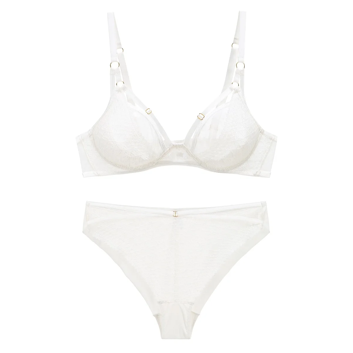 Sexy bra and brief big breasts shows small non-cotton pad, thin bra with steel ring ladies underwear set 2-piece set lingerie se