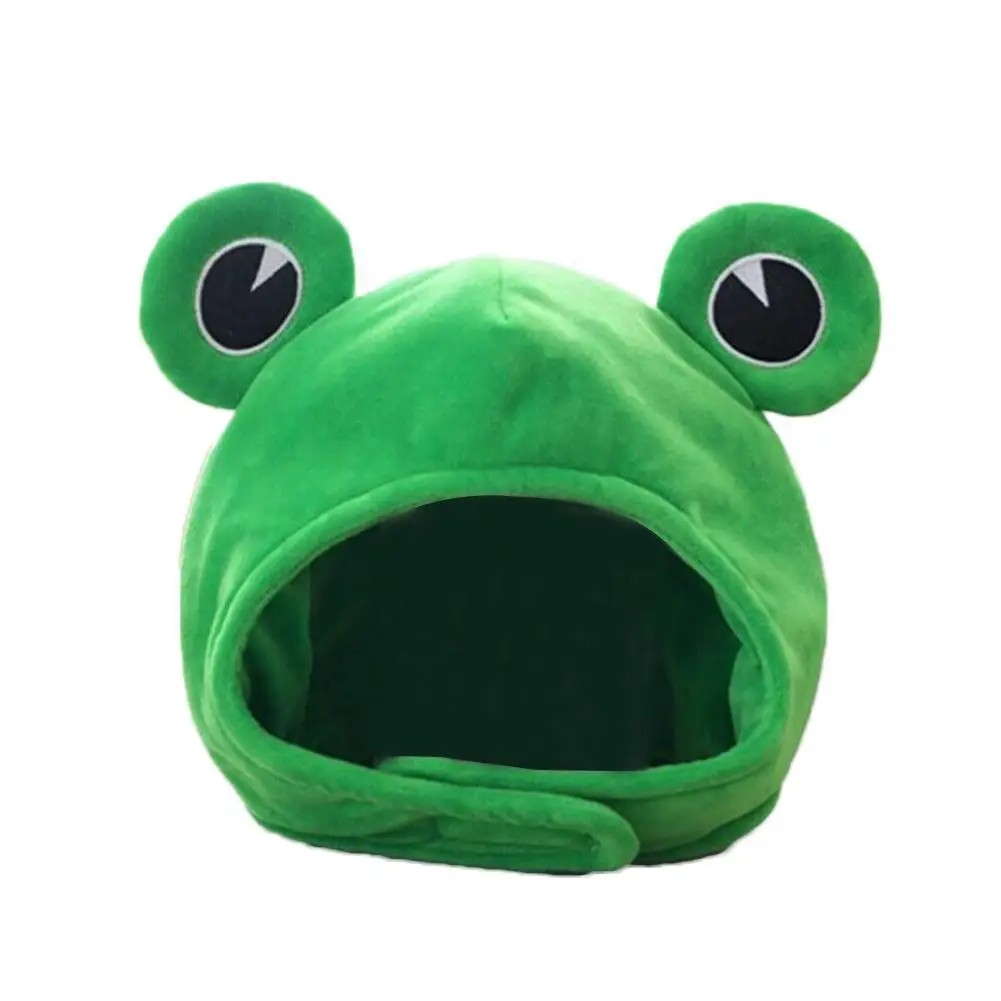 

Funny Big Frog Eyes Cartoon Plush Hat Toy Green Headgear Cap Cosplay Costume Winter Festival Party Dress Up Photo Props