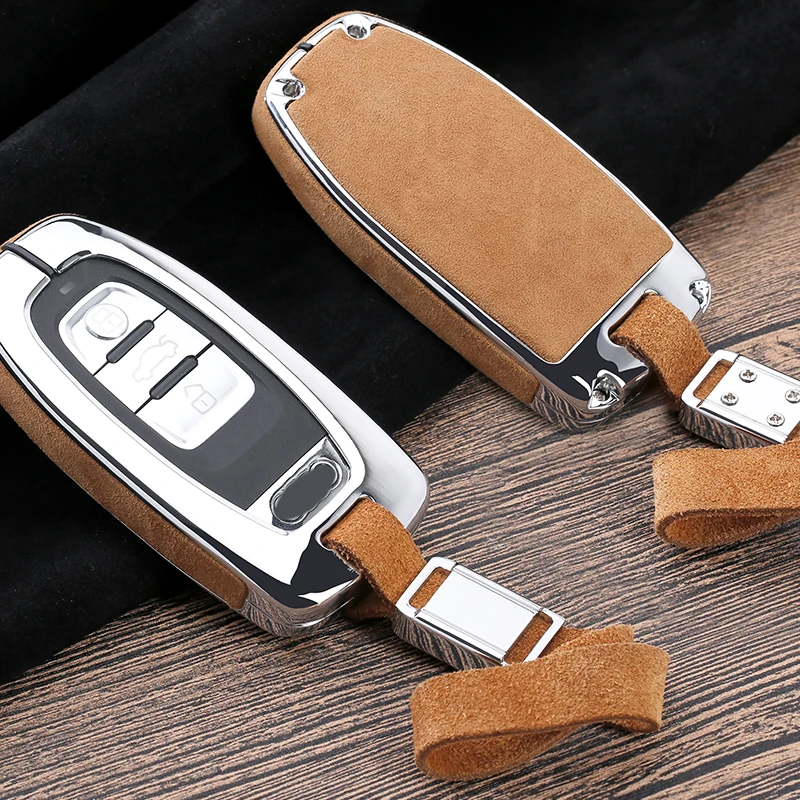 Hight quality alloy+suede Car Key Cover Case For Audi A4L A6L Q5 A8 A5/A7 S5/S7 Intelligent fold 3 Buttons Remote Keyless | Аксессуары