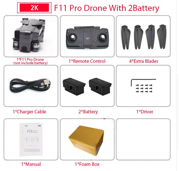 F11 Pro 2B Foam Box SJRC F11 PRO gps Дрон с Wifi FPV 1080 P/2 K HD камера F11 бесщеточный Квадрокоптер 25 минут время полета складной Дрон Vs SG906 - Цвет: F11 Pro 2B Foam Box