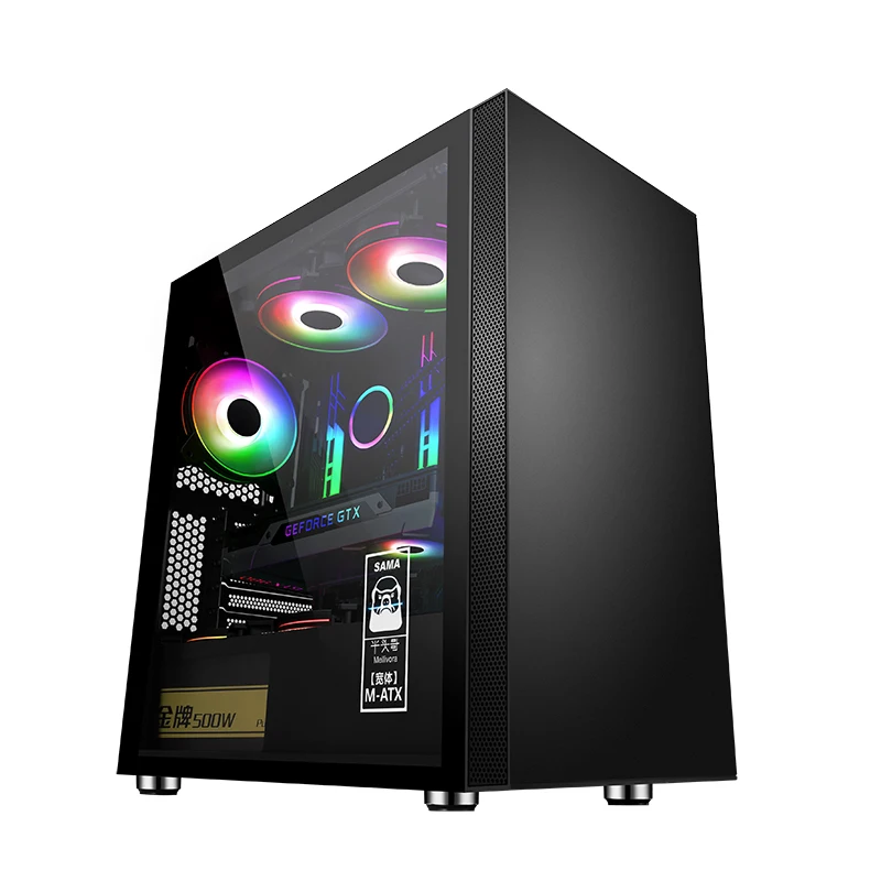 

Чехол SAMA AM02G для компьютера игровой ПК/чехол из закаленного стекла Mini Tower Micro ATX PC/Space Gray