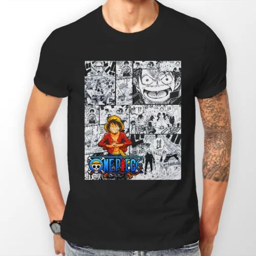 Luffy One Piece манга полоса аниме пират унисекс футболка все размеры | Мужская одежда