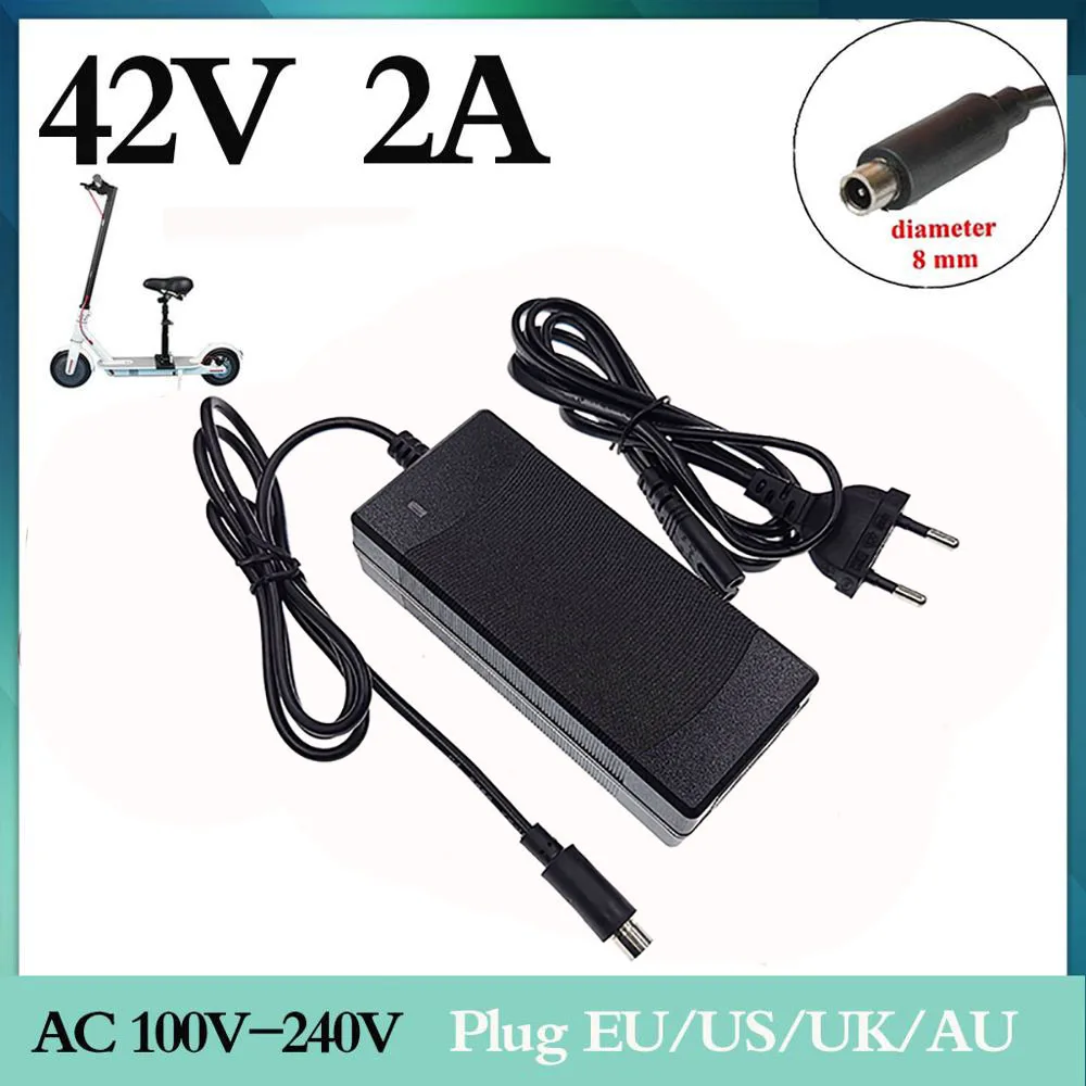 Electric Scooter Charger Adapter 42v 2A for Xiaomi Mijia M365 Ninebot Es1 Es2 Parts Kick scooter | Спорт и развлечения