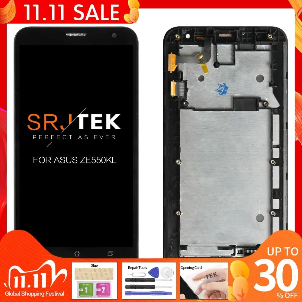 ЖК дисплей 5 дюйма 1280x720 для ASUS Zenfone 2 Laser ZE550KL сенсорный экран дигитайзер с рамкой