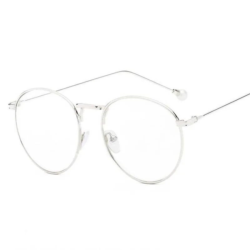 silver frame Винтажные жемчужные очки, женские круглые очки в металлической оправе, мужские очки, оптические-1,0-1,5-2,0-2,5-3,0-3,5-4,0-4,5-5,0-6,0 - Цвет оправы: silver frame