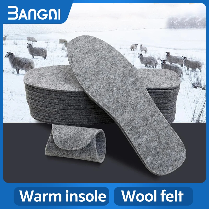3ANGNI 5 Pairs Wool Felt Insoles Thick Warm Insole For Shoes Women Men Genuine Wool Breathable Shoe Pad.