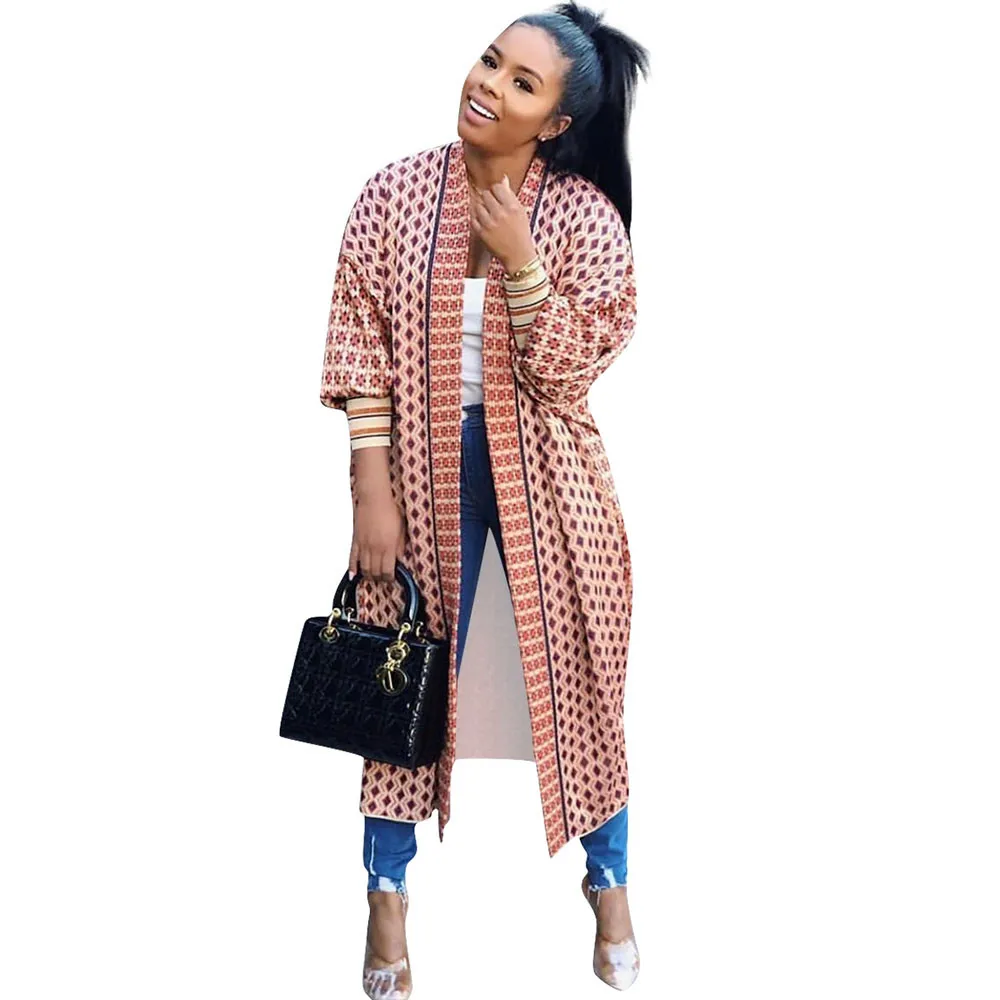 Тренчкот женский с геометрическим леопардовым принтом длинная повседневная