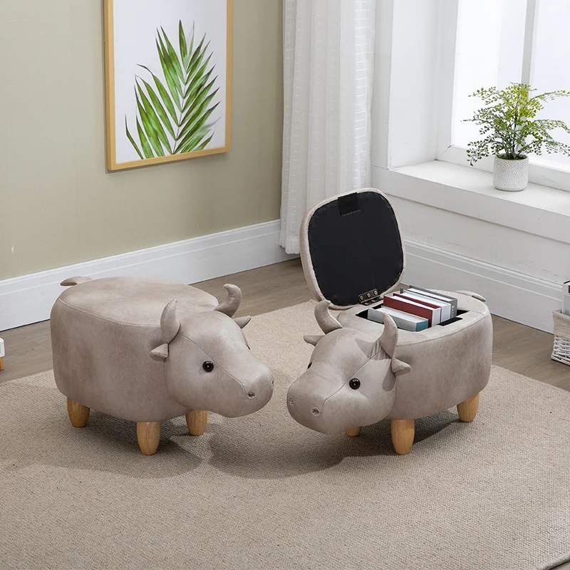 

Creative Hippo Stool Storage Ottoman Shoe Changing Stool Footstool for Clothes Shoes Toys Snacks Magazines Home Organizers