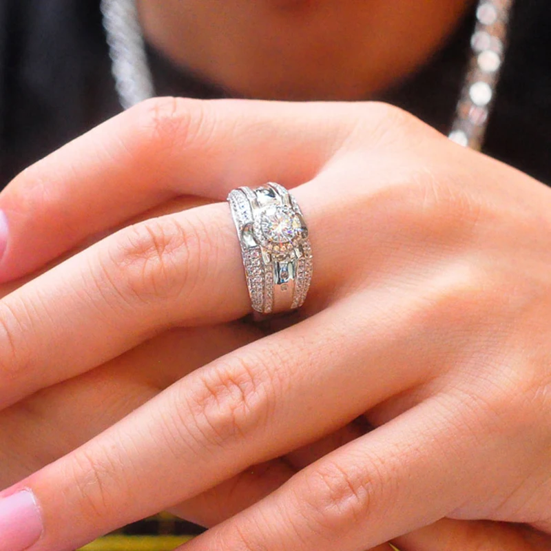 

Real 925 Sterling Silver Men's Rings Luxury Fine Jewelry Engagement Wedding Gift Exquisite Tokens Elegant Classic Love Party