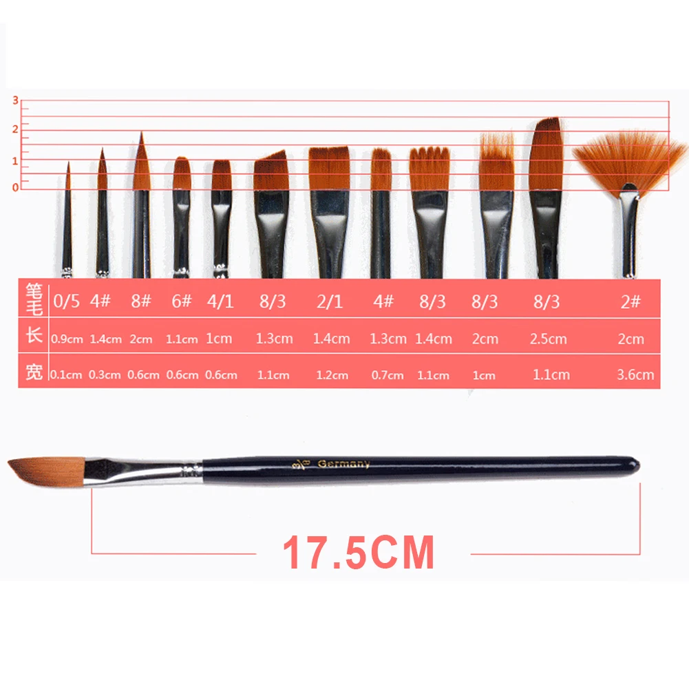 

12pcs/set Nylon Soft DIY Reusable Drawing Painting Kids Gift Manual Washable Gouache Brush