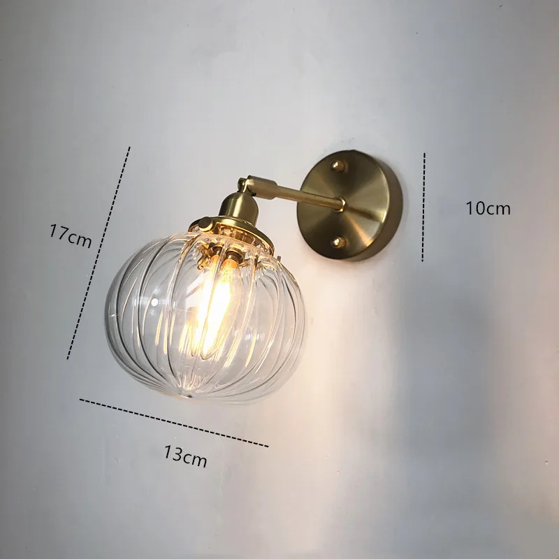 Настенный ретро-светильник из латуни и стекла прикроватная лампа в