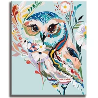 floral owl paint by numbers colorful oil painting abstract 16x20 framed diy paint by numbers kit for adults beginners