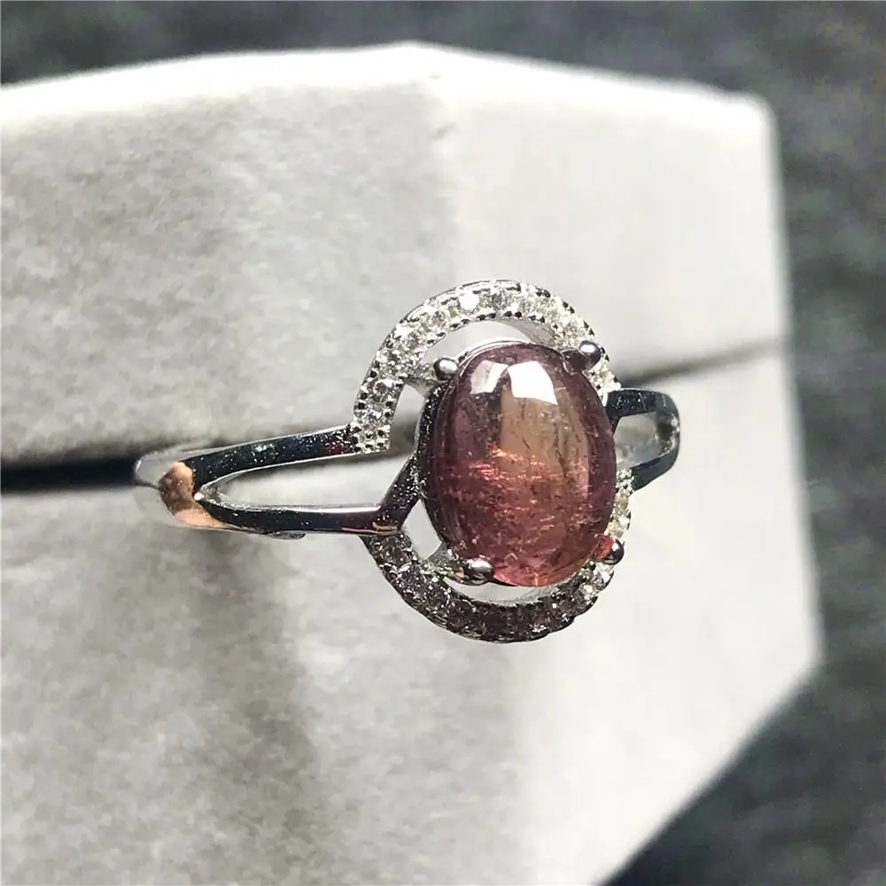 Женское кольцо с натуральным розовым турмалином 9 х7 мм|Кольца| |