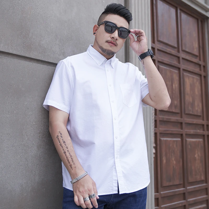 

Plus Size 5XL 6XL 7XL 8XL Men Oxford Short Sleeve Shirt Summer New 100% Cotton Business Casual Shirt Male Brand Clothes