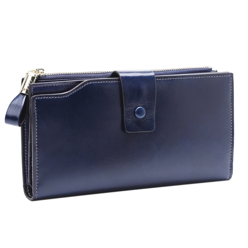 

New Fashion Women Lady Genuine Leather RFID Wallet Long Card Holder Clutch Phone Case Solid Purse