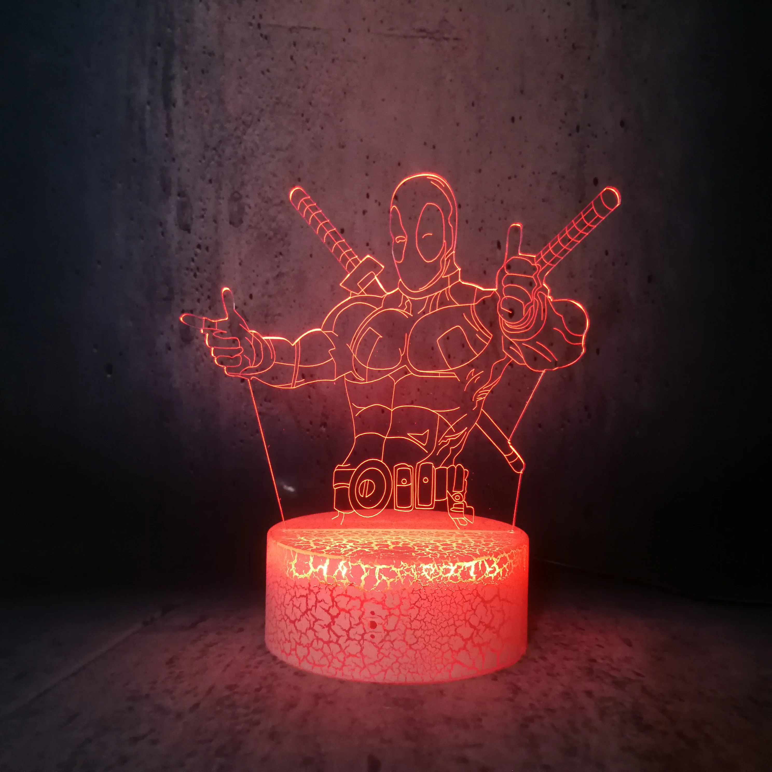 Новинка мультяшный Дэдпул 3D LED иллюзия настроение ночник светильник декор для