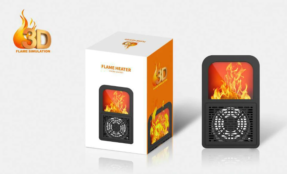 Portable 3D Flame Heater Space Home Mini Electric Heaters Heated Room Heaters Fan Small Heating Stove Radiator Machine for EU/US