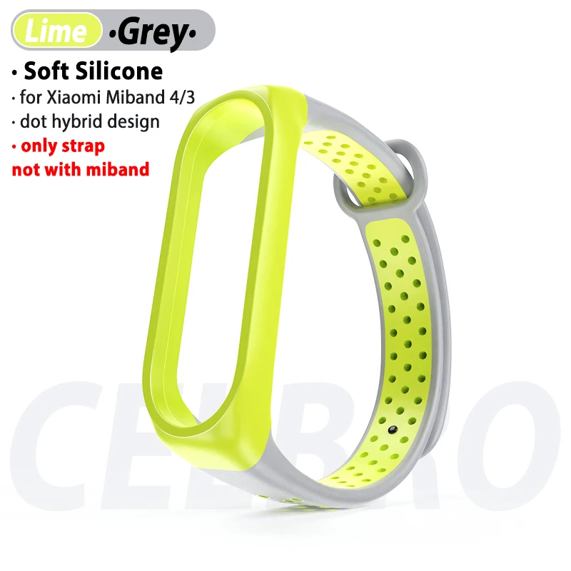 Grey Lime Силиконовый браслет для Xiaomi Mi, 4 ремешка, 3 браслета, мягкий силиконовый Камуфляжный браслет, ремешок для Xiaomi Mi, бандаж 4, 3 - Цвет: Grey Lime