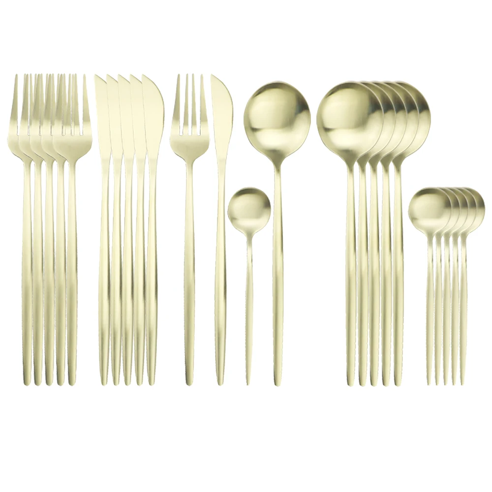 Набор матовых столовых приборов из нержавеющей стали 24 шт. столовая посуда вилка