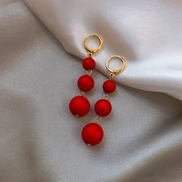 pearls tassel dangle earrings for women girls elegant temperament korean fashion white red pearl earring fashion jewelry gifts