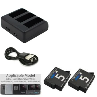 2 BatteryAndCharger hero 7 аккумулятор 1600 мАч AHDBT-501 батарея для Gopro 7 батареи+ 3 порта зарядное устройство для GoPro hero 7 6 5 Go Pro hero 5 камера - Цвет: 2 BatteryAndCharger